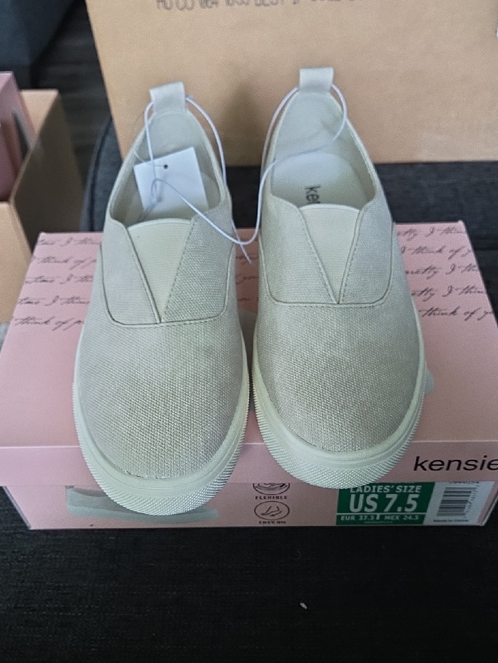 Kensie Women's Slip-On Canvas Sneakers in Beige